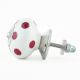 White Red Polka Dotted Ceramic Dresser Knob