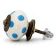 White Blue Polka Dots Ceramic Drawer Knob