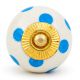 White Blue Polka Dots Ceramic Drawer Knob