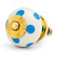 White Blue Polka Dots Ceramic Drawer Knob