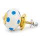 White Blue Polka Dots Ceramic Drawer Knob