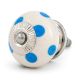 White Blue Polka Dots Ceramic Drawer Knob