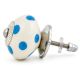 White Blue Polka Dots Ceramic Drawer Knob
