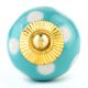 Sea Green Etched Dot Ceramic Drawer Knob