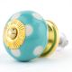 Sea Green Etched Dot Ceramic Drawer Knob