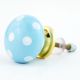 Sky Blue White Polka Almirah Knob