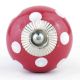 Blood Red White Polka Wardrobe Knob