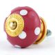 Blood Red White Polka Wardrobe Knob