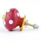 Blood Red White Polka Wardrobe Knob