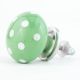 Green White Polka Ceramic Cabinet Knob