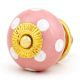 Pink Polka Dotted Small Ceramic Cabinet Knobs