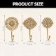 Golden Wall Brass Decorative Hook - Pack of 3