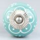 Sea Green Floral Ceramic Knob