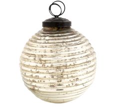 Set Of 3 Piece Antique Striped Cut Round Christmas Ornament