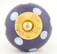 Purple Polka Dot Ceramic Drawer Knob