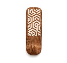 Brown And White Decorative Wooden Adhesive Wall Hook
