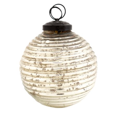 Set Of 3 Piece Antique Striped Cut Round Christmas Ornament
