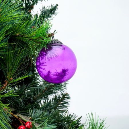 Set Of 4 piece Purple Round Christmas Hanging