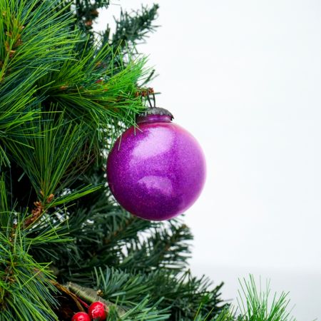 Set Of 4 piece Purple Round Christmas Hanging