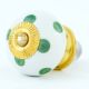 White Green Polka Dot Ceramic Cabinet Knob