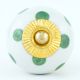 White Green Polka Dot Ceramic Cabinet Knob
