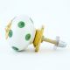 White Green Polka Dot Ceramic Cabinet Knob