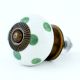 White Green Polka Dot Ceramic Cabinet Knob