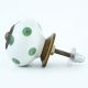 White Green Polka Dot Ceramic Cabinet Knob