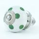 White Green Polka Dot Ceramic Cabinet Knob