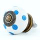 White Blue Polka Dots Ceramic Drawer Knob