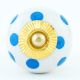 White Blue Polka Dots Ceramic Drawer Knob