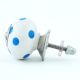 White Blue Polka Dots Ceramic Drawer Knob