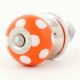 Orange White Polka Dotted Ceramic Knob
