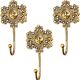 3 Pieces Handmade Yellow Brass Sun God Face Single Wall Hook
