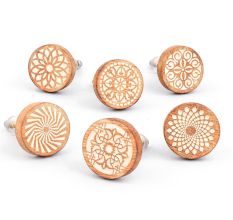6 Pieces Floral Wooden Cabinet Knobs Drawer Pulls