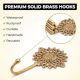 Brass Floral Pattern Pack of 3 Key Hooks for Wall
