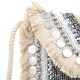 Natural Beaded And  Coin Flap Clutch Bag
