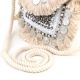 Natural Beaded And  Coin Flap Clutch Bag