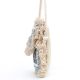 Natural Beaded And  Coin Flap Clutch Bag