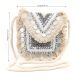 Natural Beaded And  Coin Flap Clutch Bag